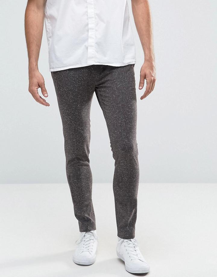 Asos Super Skinny Pants In Black Nepp Fabric - Black