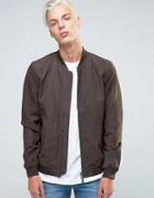 Adpt Bomber Jacket In Suede With Two Way Zip - Brown