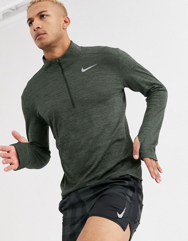 Nike Running Pacer Half Zip Sweat In Green
