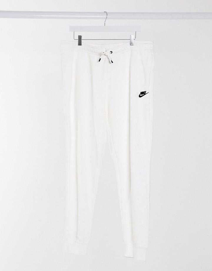 Nike Club Essentials Regular Fit Cuffed Sweatpants In White-black