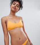 Monki Orange Tie Detail Bikini Bottom In Orange