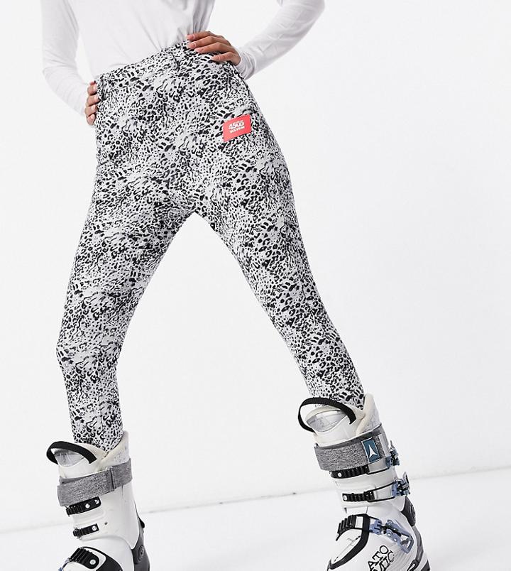 Asos 4505 Petite Ski Skinny Ski Pants With Stirrup In Mono Animal-multi