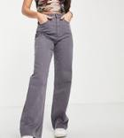 Asos Design Tall Wide Leg Dad Pants In Washed Gray