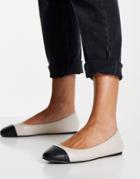 Asos Design Lantern Quilted Ballet Flats In Black & Beige-neutral