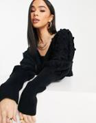 Na-kd Bubble Detail Balloon Sweater In Black