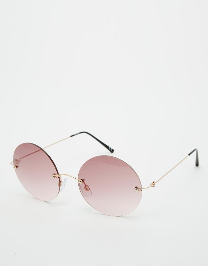 Asos Rimless Round Sunglasses - Rose Gold