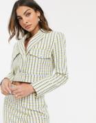 Asos Design Pop Boucle Crop Suit Blazer-multi