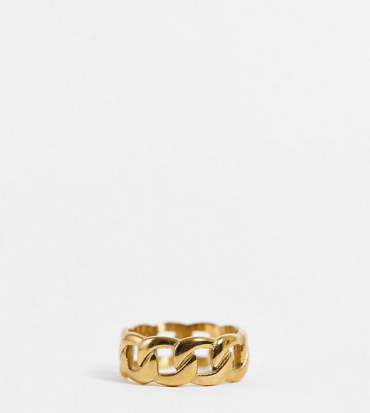 Lost Souls Stainless Steel Curb Chain Ring In Gold