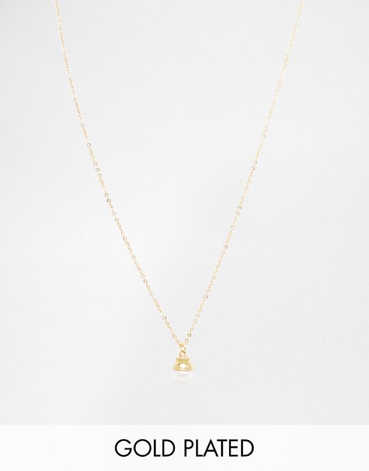 Mirabelle Pearl Pendant On Short 45cm Gold Plated Chain - Pearl