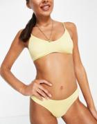 Monki Azami Recycled Bikini Top With Cross Back In Yellow