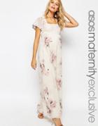 Asos Maternity Salon Maxi Dress With Flutter Sleeve - Multi
