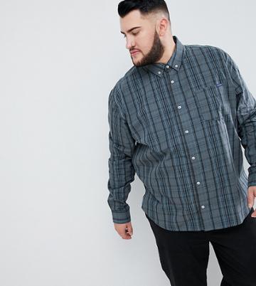 Badrhino Big Long Sleeve Check Shirt In Khaki - Green