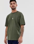 River Island Oversized T-shirt In Khaki - Green