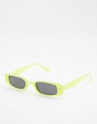 Skinnydip Narrow Rectangle Sunglasses In Lime-green