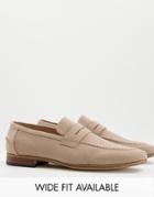 Asos Design Loafer In Beige Faux Suede With Natural Sole-neutral