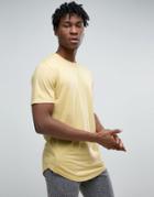 Only & Sons Longline T-shirt With Curved Hem - Yellow