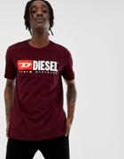 Diesel T-just-division Industry Logo T-shirt Burgundy - Red