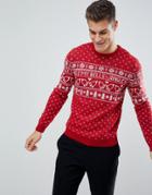 Jack & Jones Originals Holidays Knitted Sweater - Red