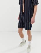 Mennace Two-piece Short In Navy Stripe - Navy