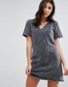 Missguided Black Distressed Shift Dress - Black