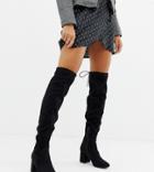 New Look Wide Fit High Leg Heeled Boot In Black - Black