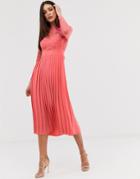 Little Mistress Lace Embroidered Top Midaxi Skater Dress In Orange - Orange