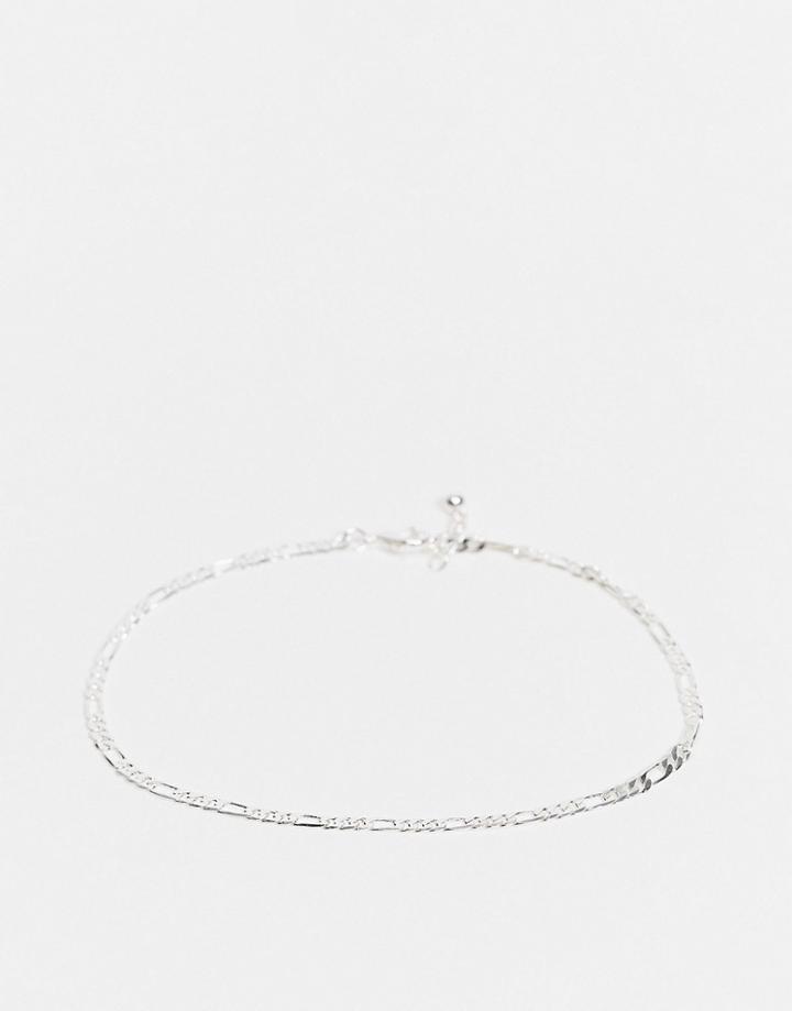 Asos Design Slim Figaro Chain Anklet In Silver Tone