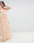 Asos Wedding Delicate Lace Maxi Dress With Embroidered Flowers - Multi