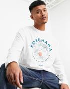 Asos Design Relaxed Long Sleeve T-shirt In White Cotton With Print - White
