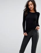 New Look Fine Gauge Puff Sleeve Sweater - Black