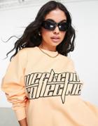 Asos Weekend Collective Boxy Sweatshirt With Futuristic Logo In Apricot - Part Of A Set-orange