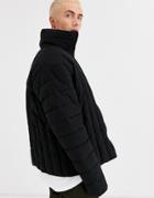 Asos Design Puffer Jacket With Funnel Neck In Black