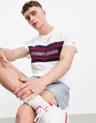 Tommy Jeans Color Block Chest Stripe Logo T-shirt In White
