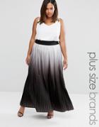 Elvi Plus Ombre Pleated Maxi Skirt - Black