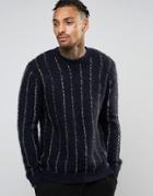 Asos Pinstripe Sweater With Mohair Wool - Black
