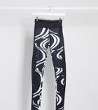 Asos 4505 Tall High Waisted Legging In Panelled Swirl Print-multi