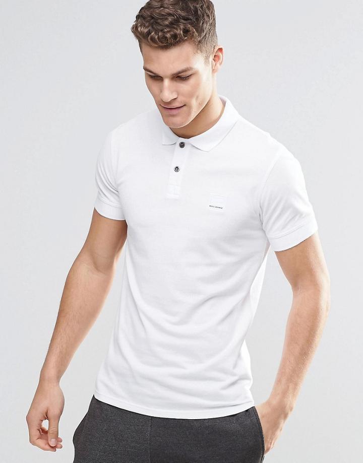 Boss Orange Polo Shirt With Logo In Slim Fit White - White