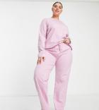 Asos Design Curve Mix & Match Cotton Pyjama Trouser In Pink - Pink