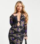 Rebellious Fashion Exclusive Strappy Ruched Detail Mini Dress In Abstract Print-multi