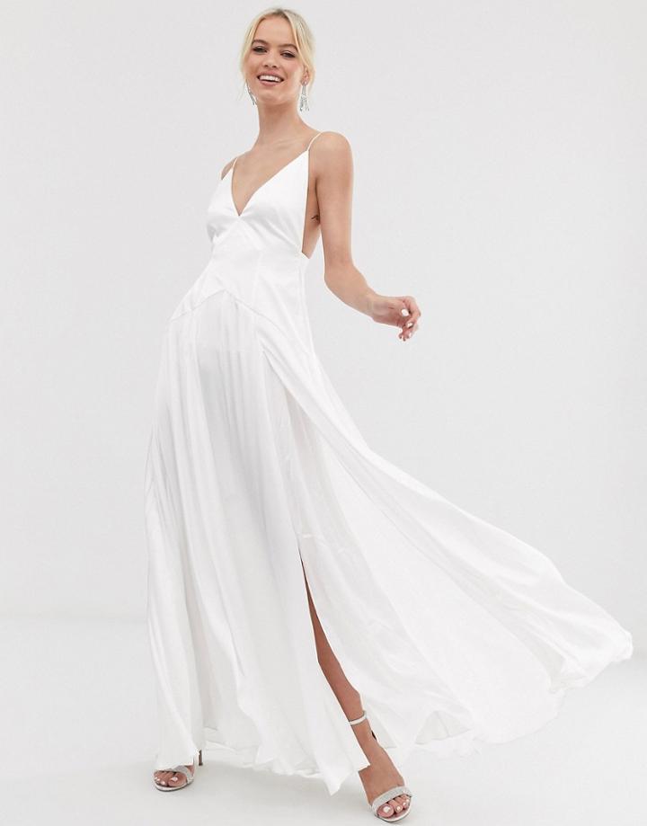 Asos Edition Double Split Front Cami Wedding Dress-white