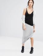 Only Jersey Asymmetric Wrap Front Skirt - Light Gray Melange