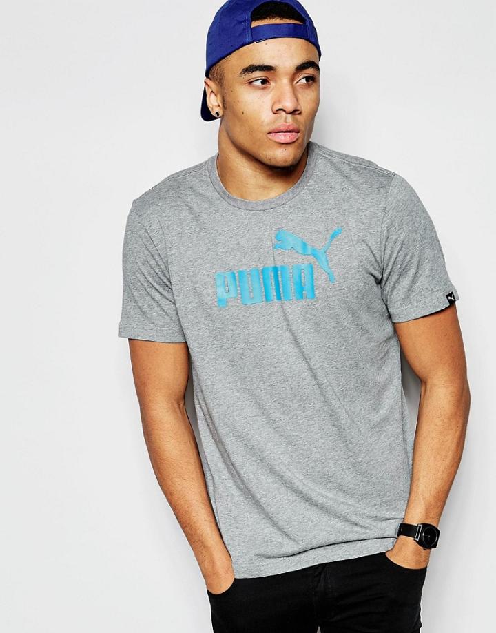 Puma T-shirt With Large Logo - Gray
