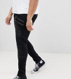 Asos Plus Super Skinny Jeans In Washed Black Biker With Rips - Black