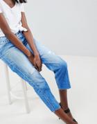 Replay Cropped Rigid Straight Jean With Raw - Blue