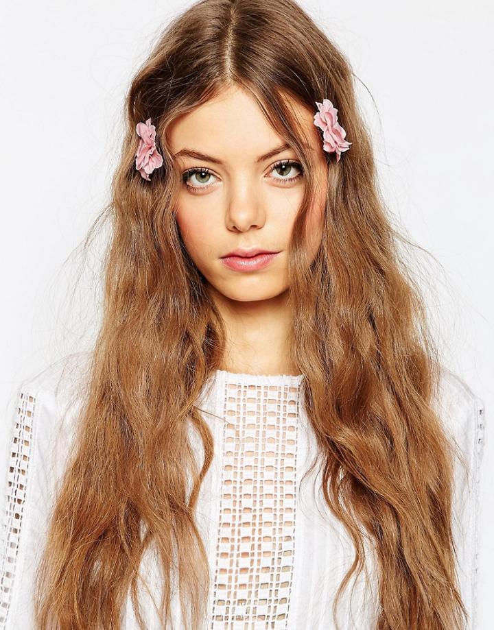 Asos Pack Of 2 Blossom Flower Hair Clips - Pink
