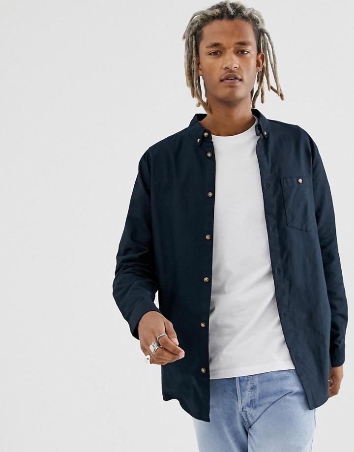 Weekday Bad Times Shirt In Navy - Navy