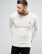 Lyle & Scott Crew Sweater Cotton Merino Knit Eagle Logo In Off White Marl - Beige