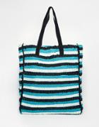 Asos Pom Pom Weave Shopper Bag - Multi