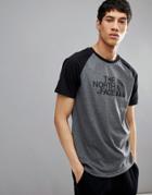 The North Face Raglan Easy Baseball T-shirt In Gray/black - Gray