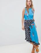 Asos Design Sleeveless Midi Dress In Mix And Match Floral Print - Multi